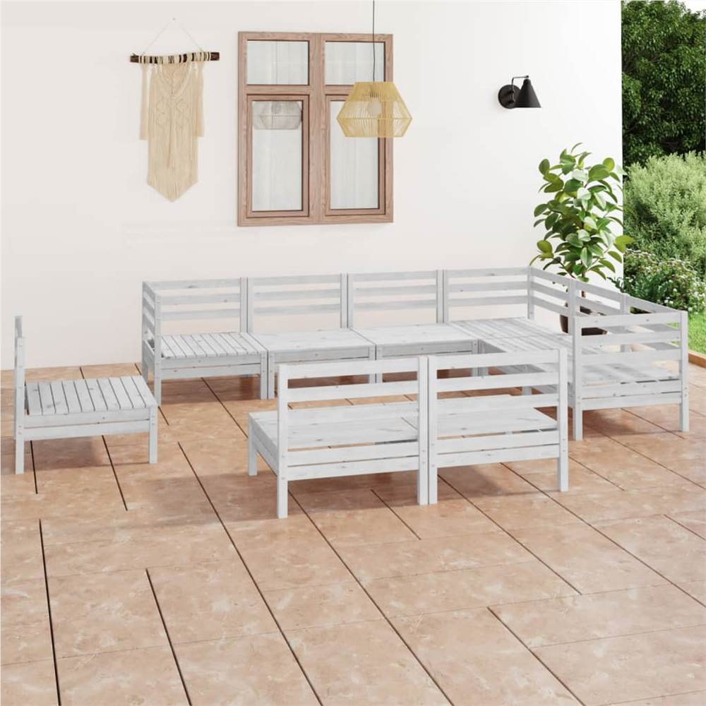

9 Piece Garden Lounge Set Solid Pinewood White