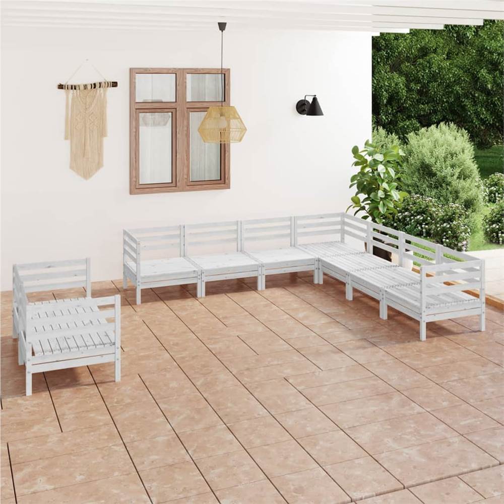 

9 Piece Garden Lounge Set Solid Pinewood White