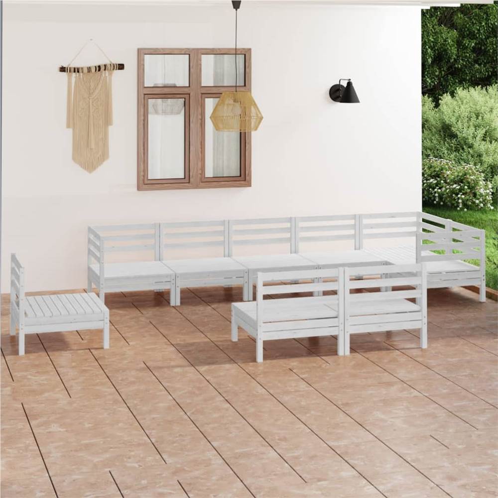 

9 Piece Garden Lounge Set Solid Pinewood White