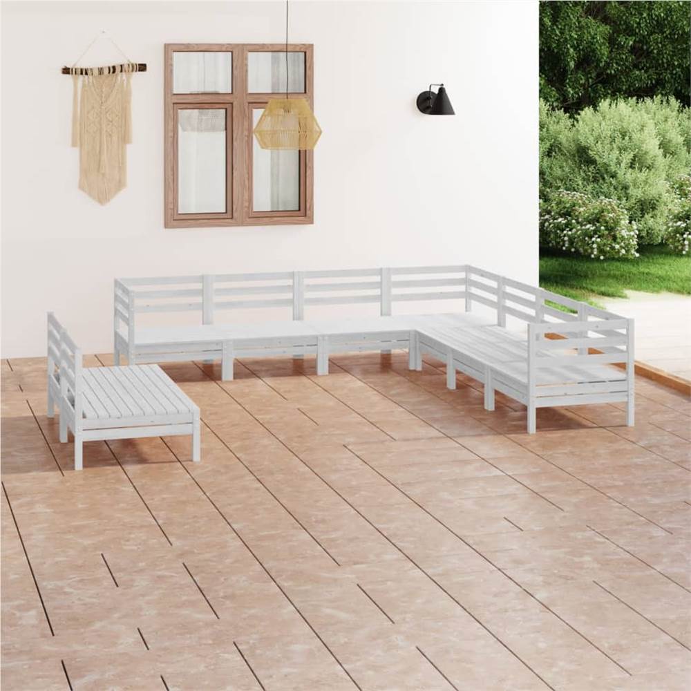 

9 Piece Garden Lounge Set Solid Pinewood White
