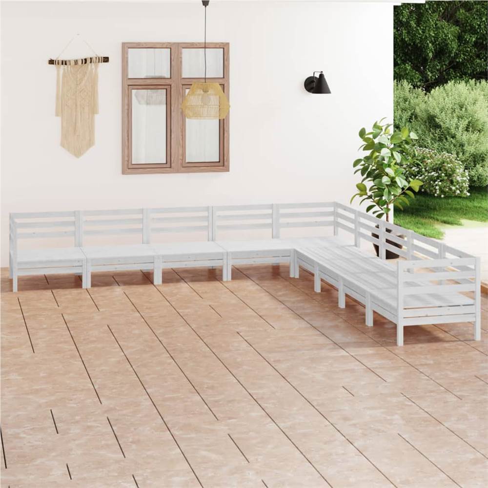

9 Piece Garden Lounge Set Solid Pinewood White