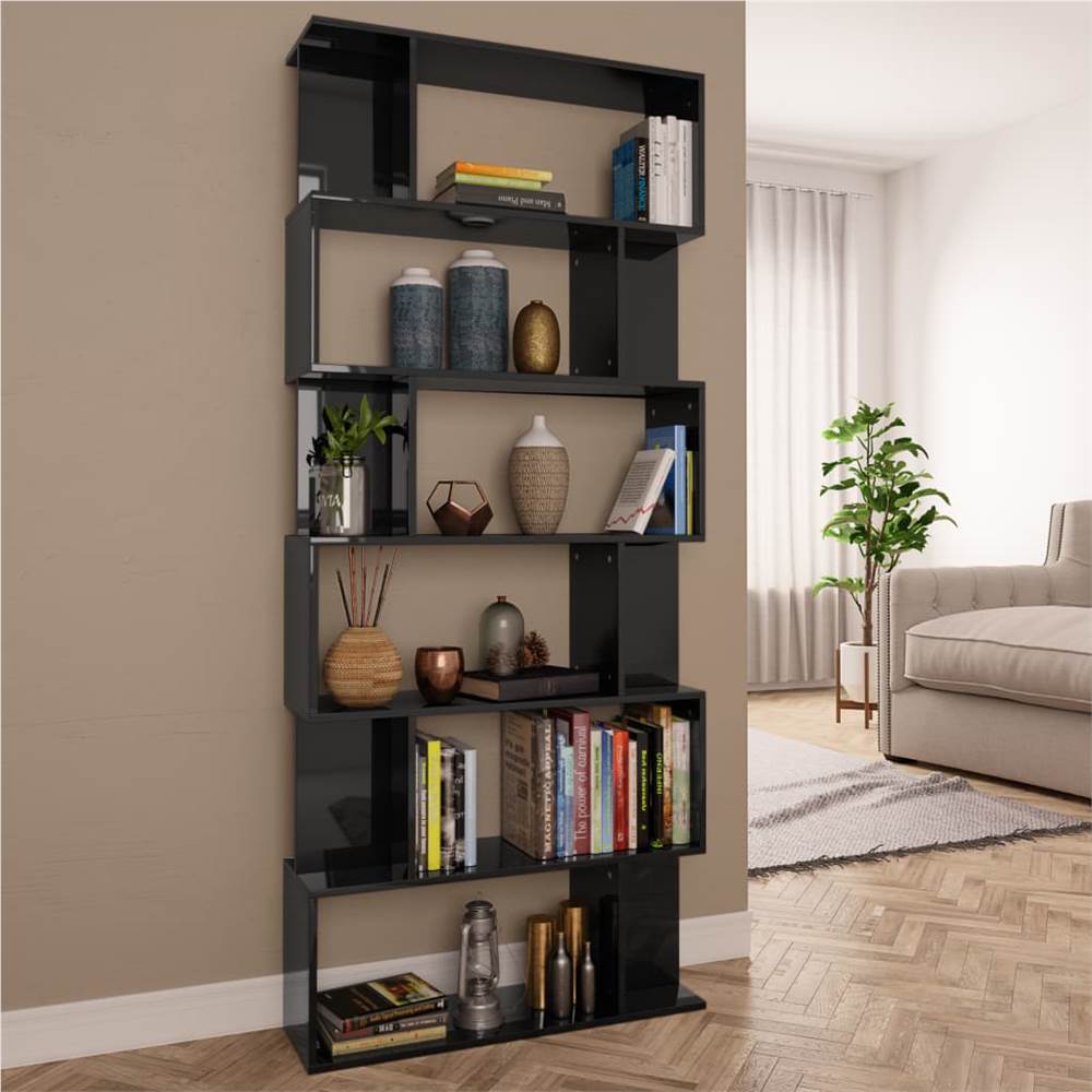 

Book Cabinet/Room Divider High Gloss Black 80x24x192 cm Chipboard