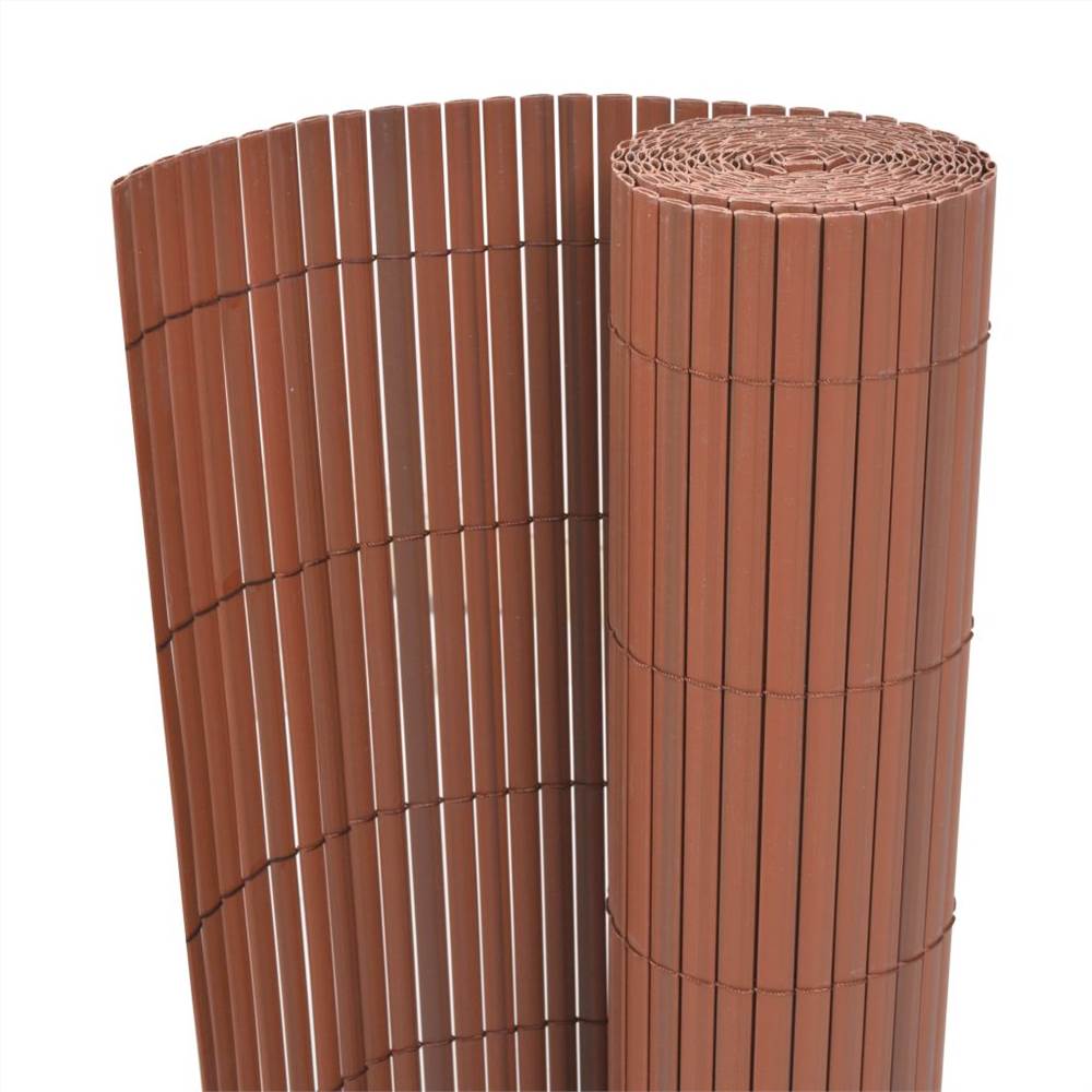 Double-Sided Garden Fence PVC 90x300 cm Brown