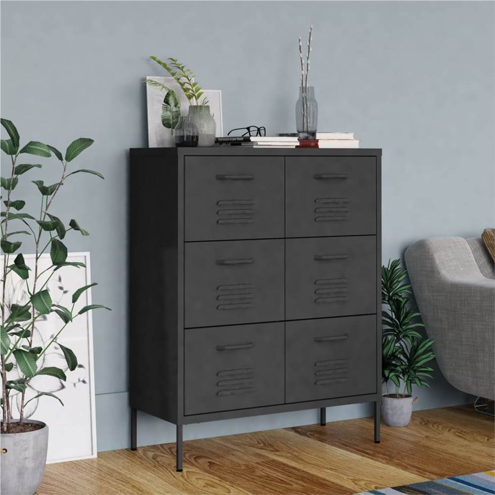 Drawer Cabinet Anthracite 80x35x101.5 cm Steel