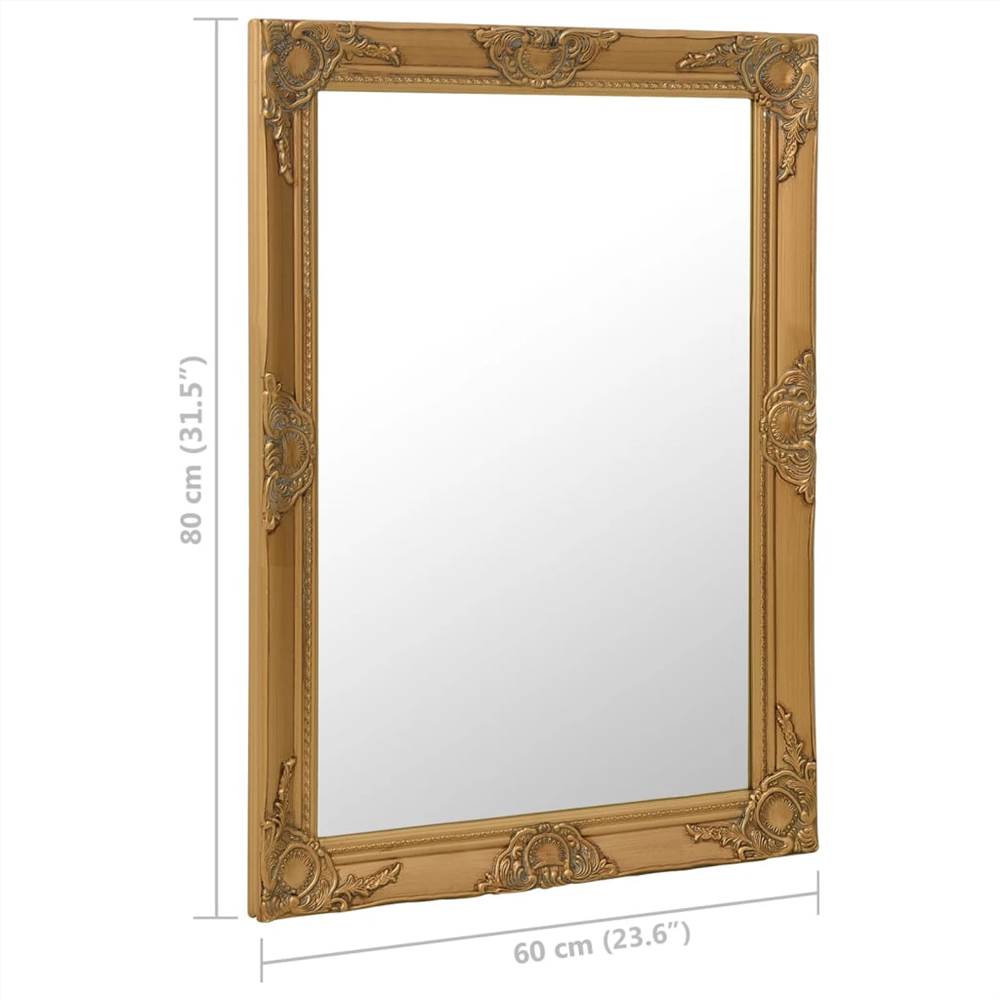 Wall Mirror Baroque Style 60x80 cm Gold