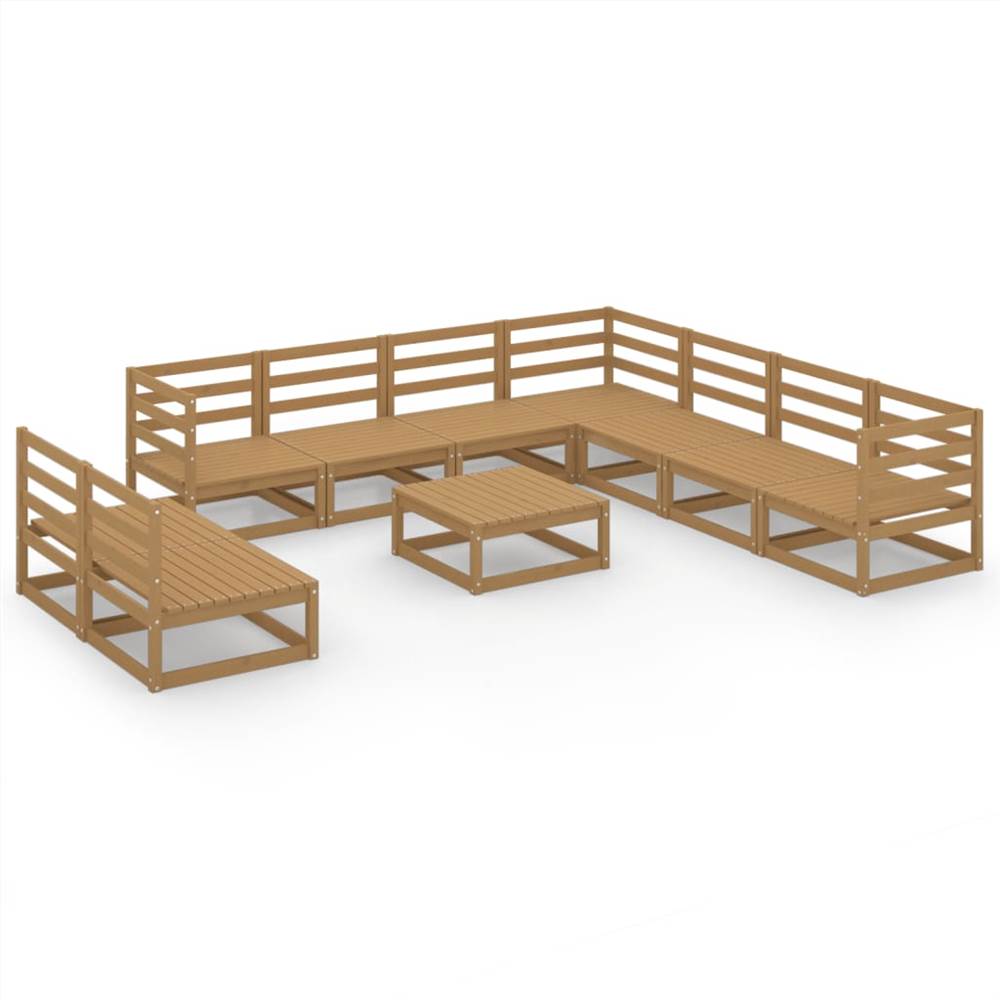 

10 Piece Garden Lounge Set Honey Brown Solid Pinewood