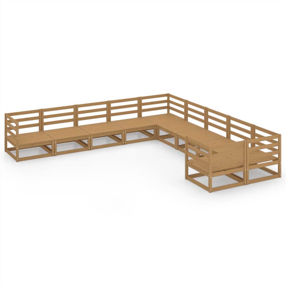 

10 Piece Garden Lounge Set Solid Pinewood