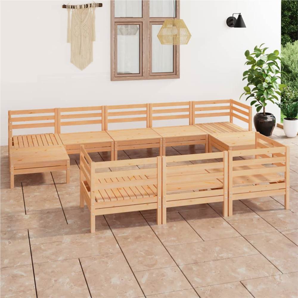 

10 Piece Garden Lounge Set Solid Pinewood