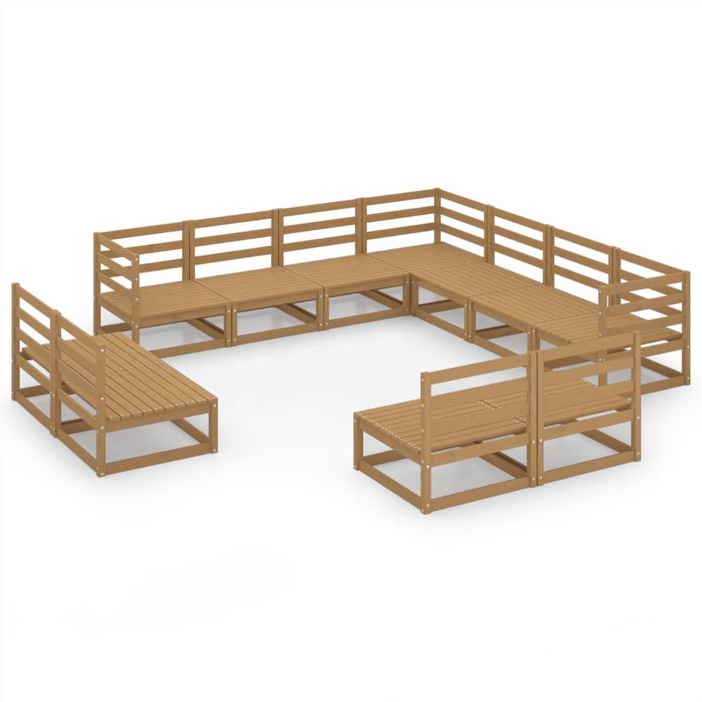 

11 Piece Garden Lounge Set Honey Brown Solid Pinewood