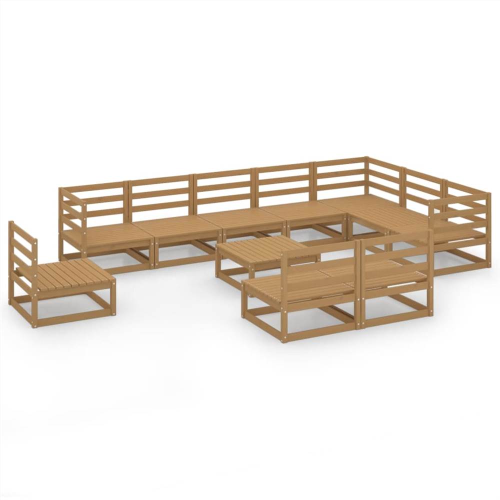 

11 Piece Garden Lounge Set Honey Brown Solid Pinewood