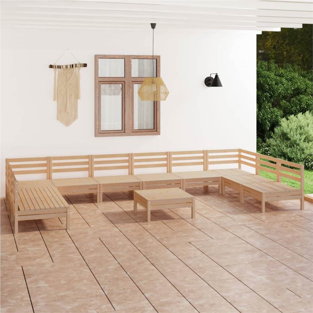 

11 Piece Garden Lounge Set Solid Pinewood