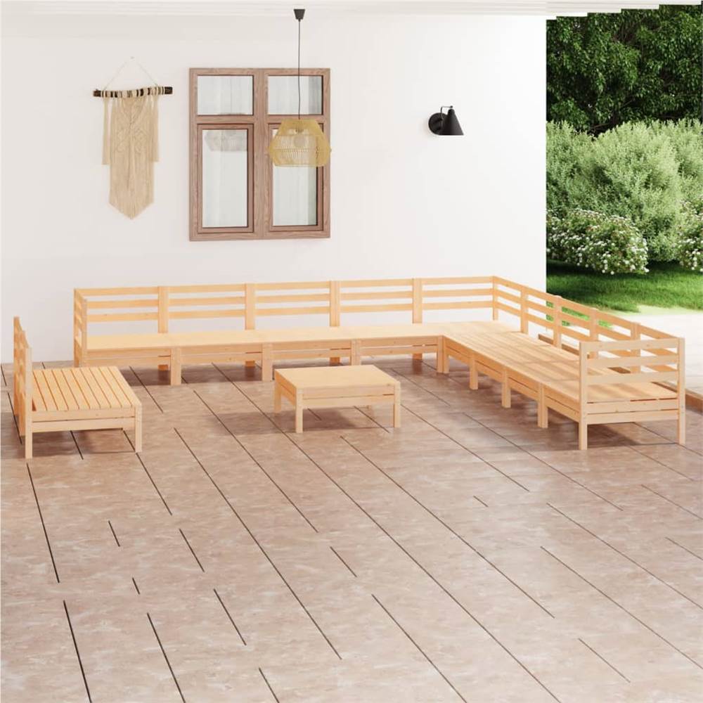 

12 Piece Garden Lounge Set Solid Pinewood