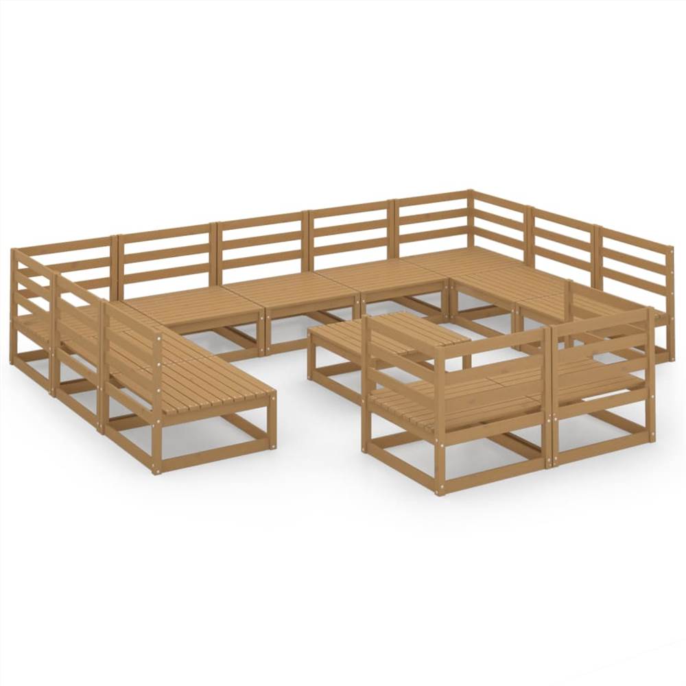 

12 Piece Garden Lounge Set Solid Pinewood
