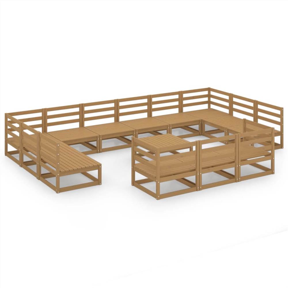 

14 Piece Garden Lounge Set Solid Pinewood