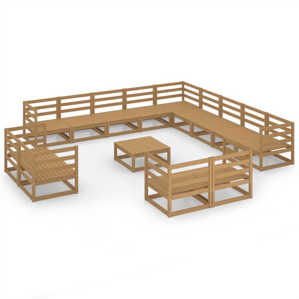 

14 Piece Garden Lounge Set Solid Pinewood