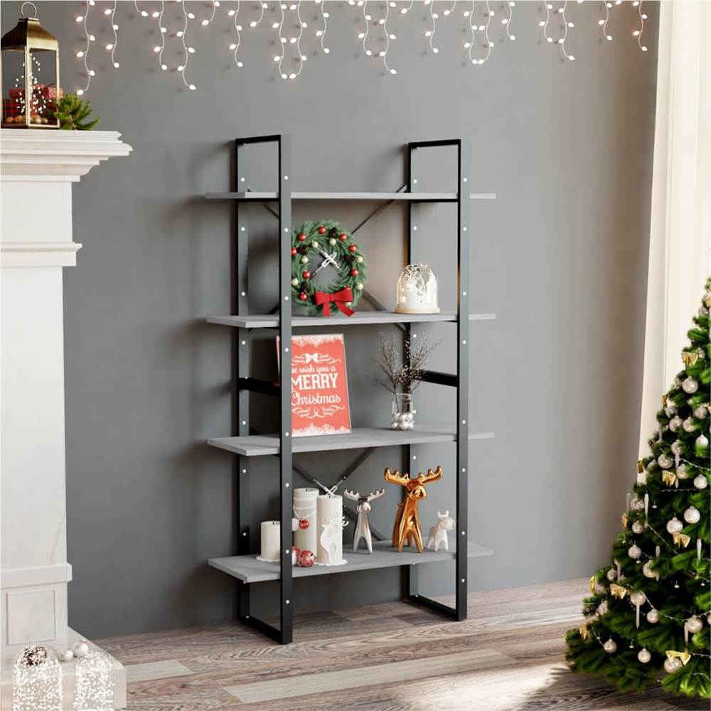 

4-Tier Book Cabinet Concrete Grey 80x30x140 cm Chipboard