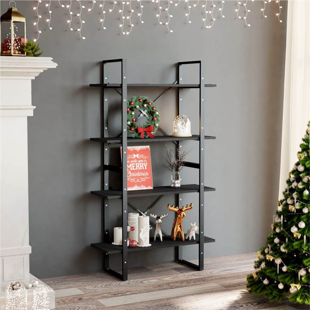 

4-Tier Book Cabinet Grey 80x30x140 cm Chipboard