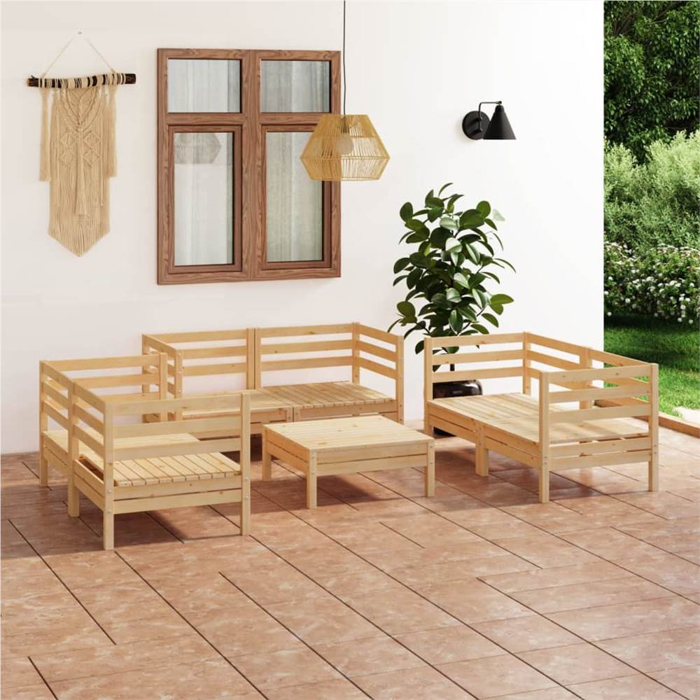 

7 Piece Garden Lounge Set Solid Pinewood
