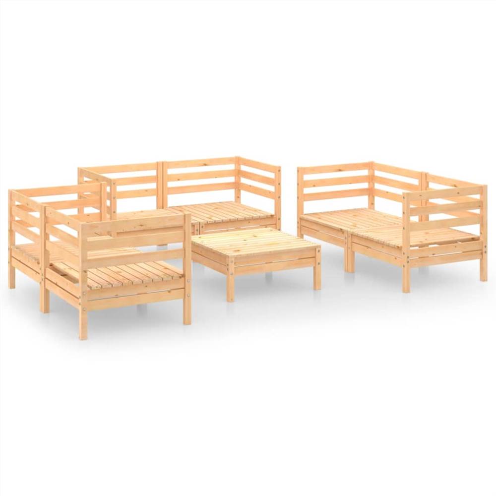 7 Piece Garden Lounge Set Solid Pinewood