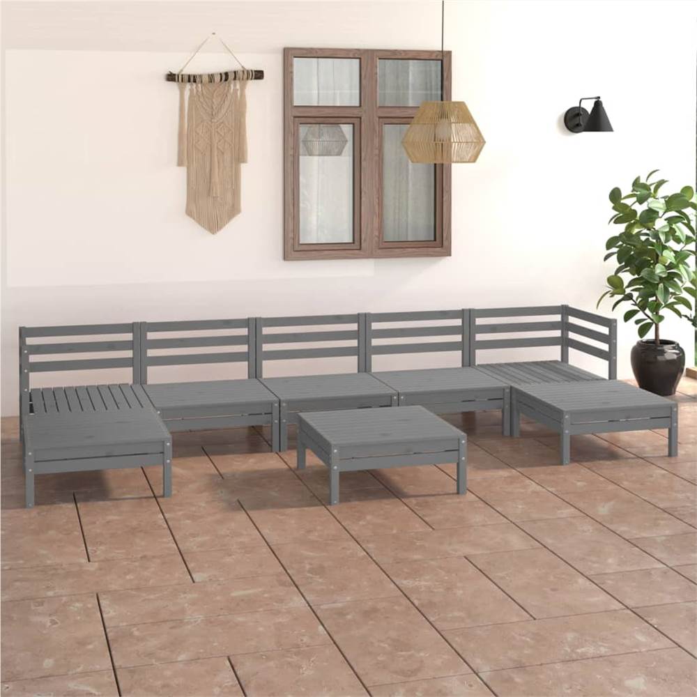 

8 Piece Garden Lounge Set Grey Solid Pinewood
