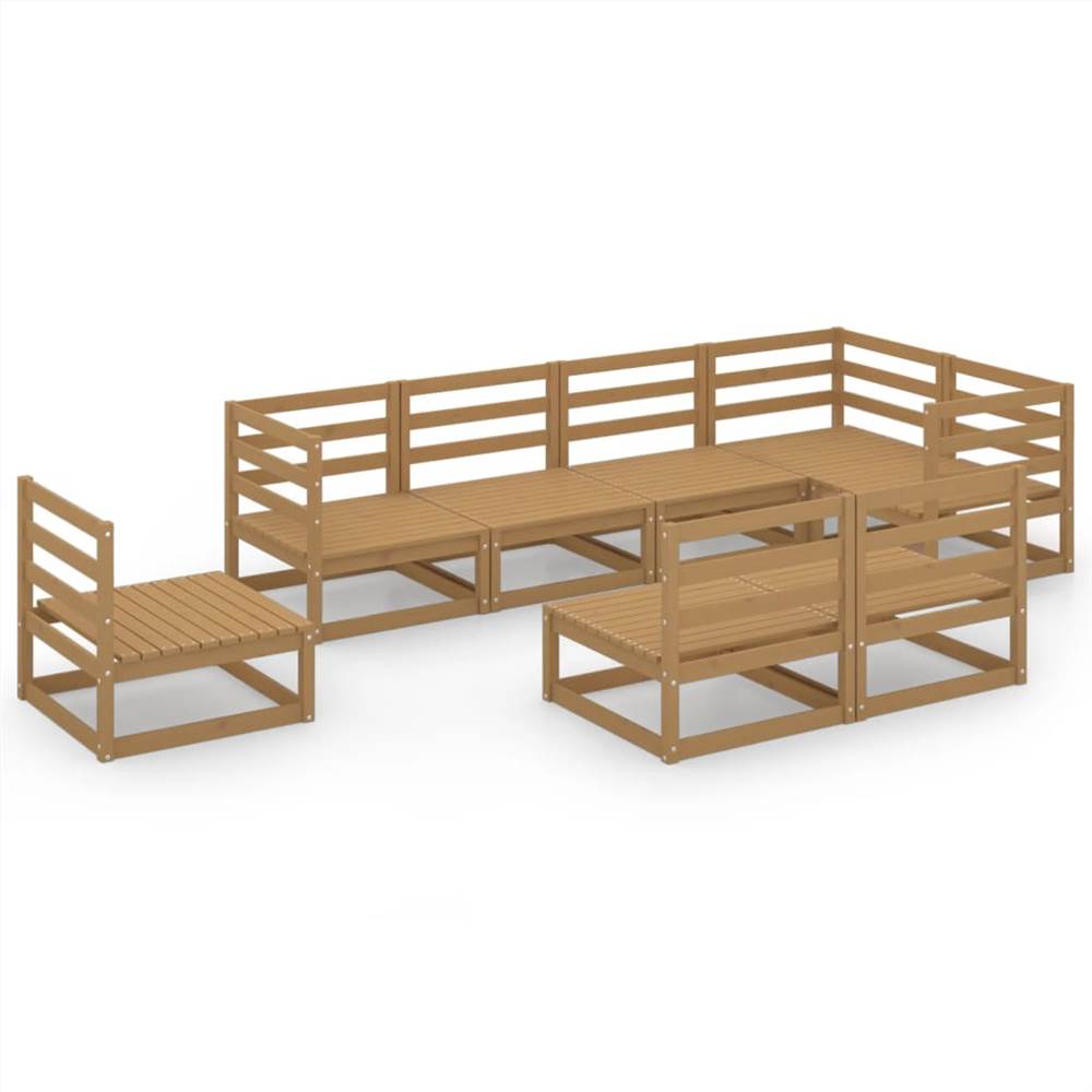 

8 Piece Garden Lounge Set Honey Brown Solid Pinewood
