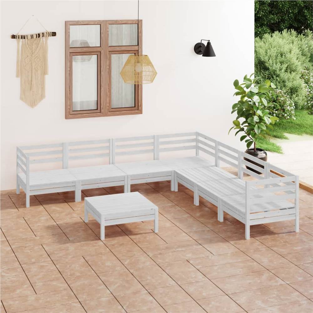 

8 Piece Garden Lounge Set Solid Pinewood White