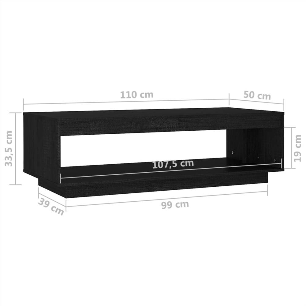 Coffee Table Black 110x50x33.5 cm Solid Pinewood