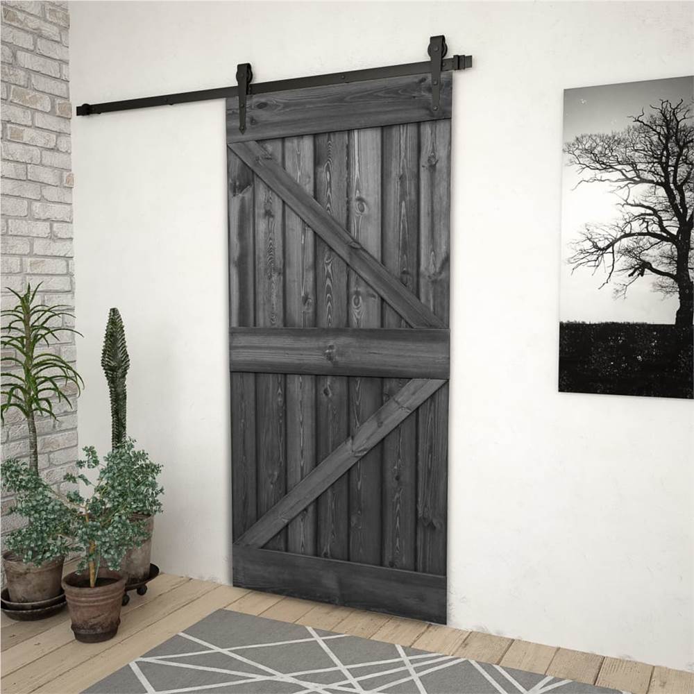 

Door 90x210 cm Solid Pine Wood Black