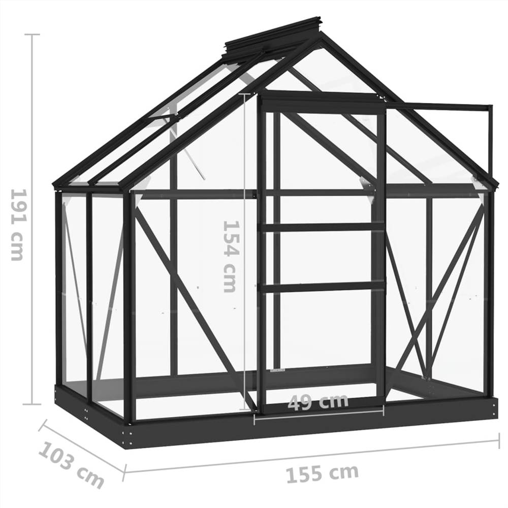 Greenhouse Anthracite 155x103x191 cm Aluminium and Glass