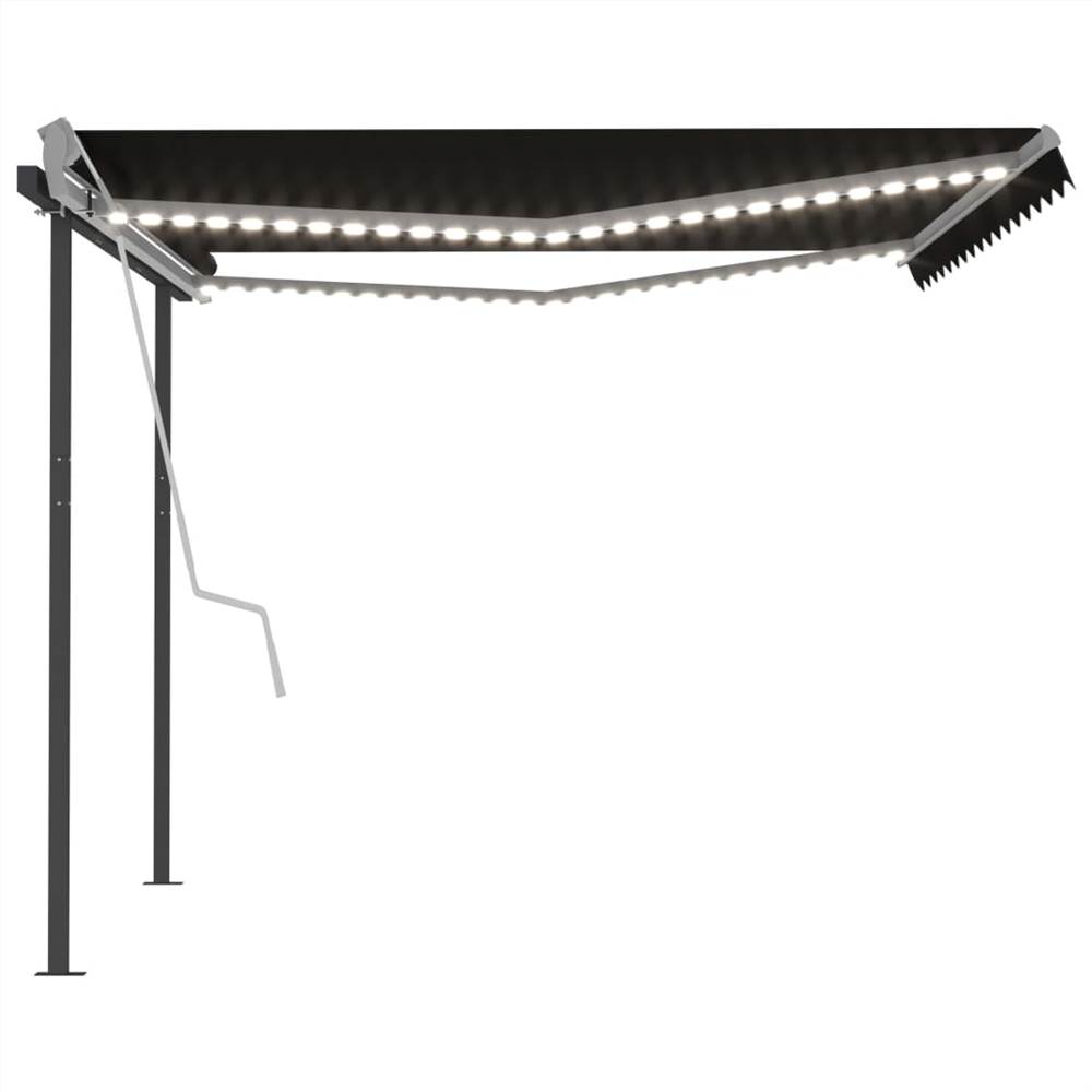 Manual Retractable Awning with LED 4.5x3.5 m Anthracite