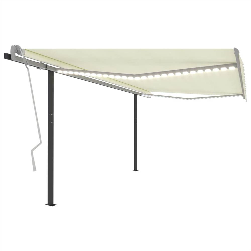 

Manual Retractable Awning with LED 4.5x3.5 m Cream