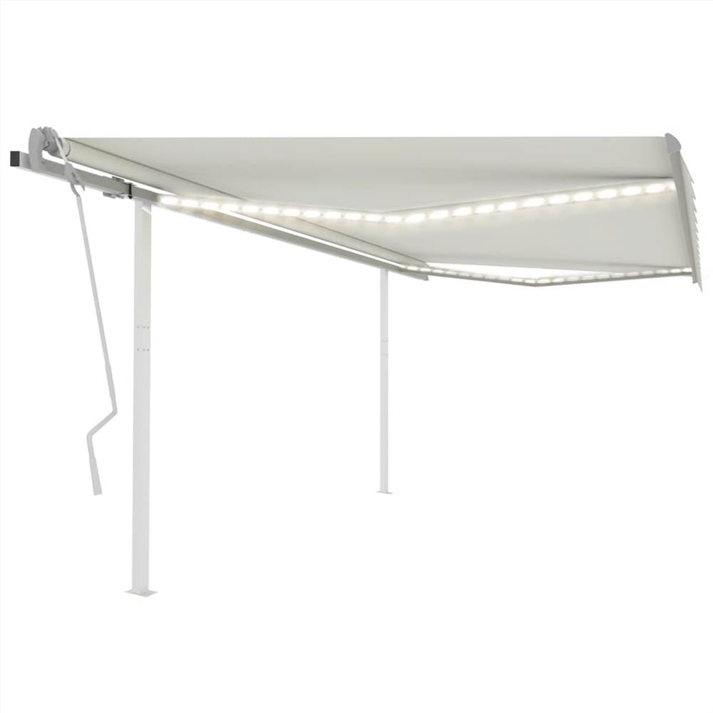 Manual Retractable Awning with LED 4.5x3.5 m Cream