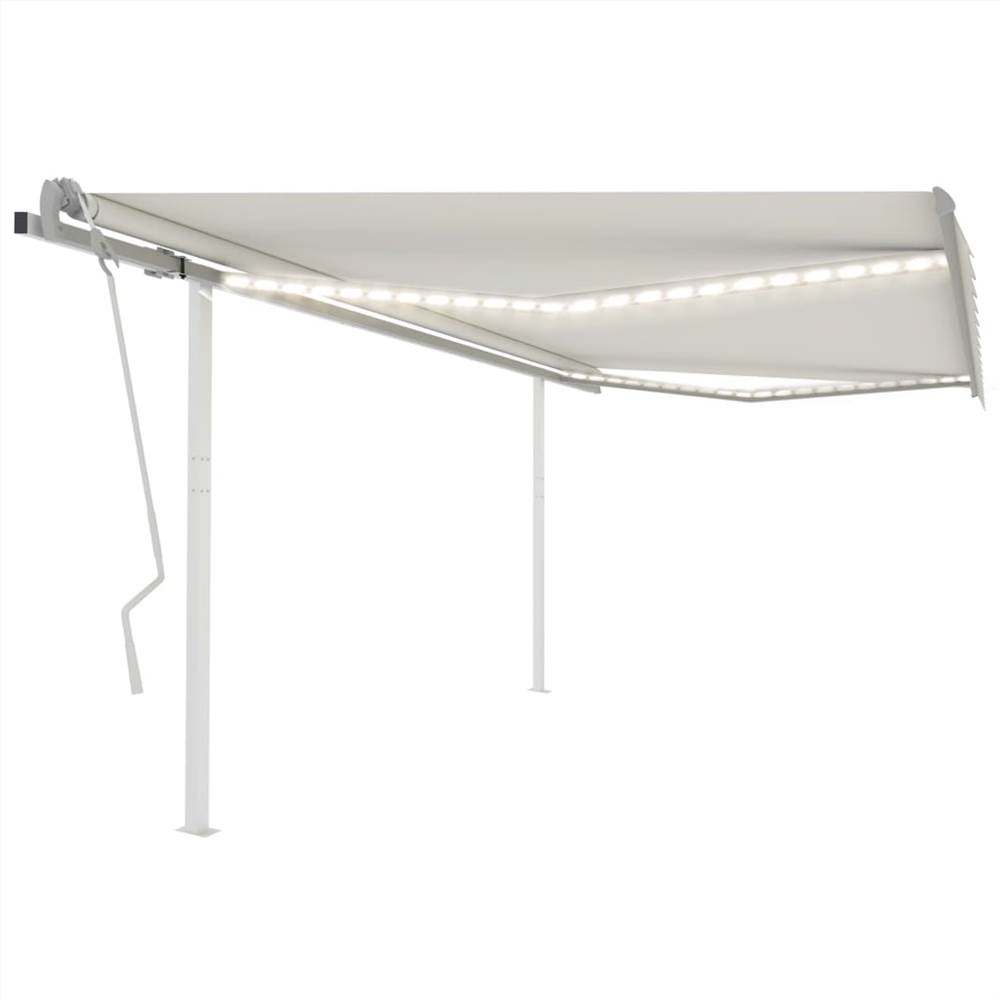 Manual Retractable Awning with LED 4.5x3 m Cream