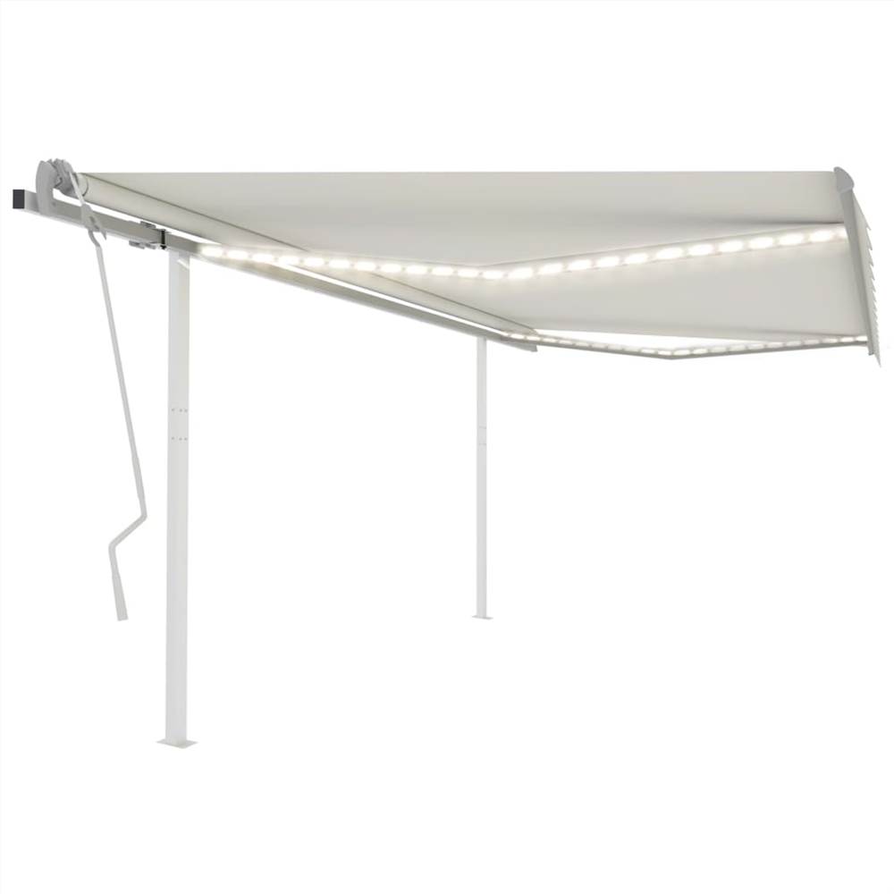 

Manual Retractable Awning with LED 4.5x3 m Cream