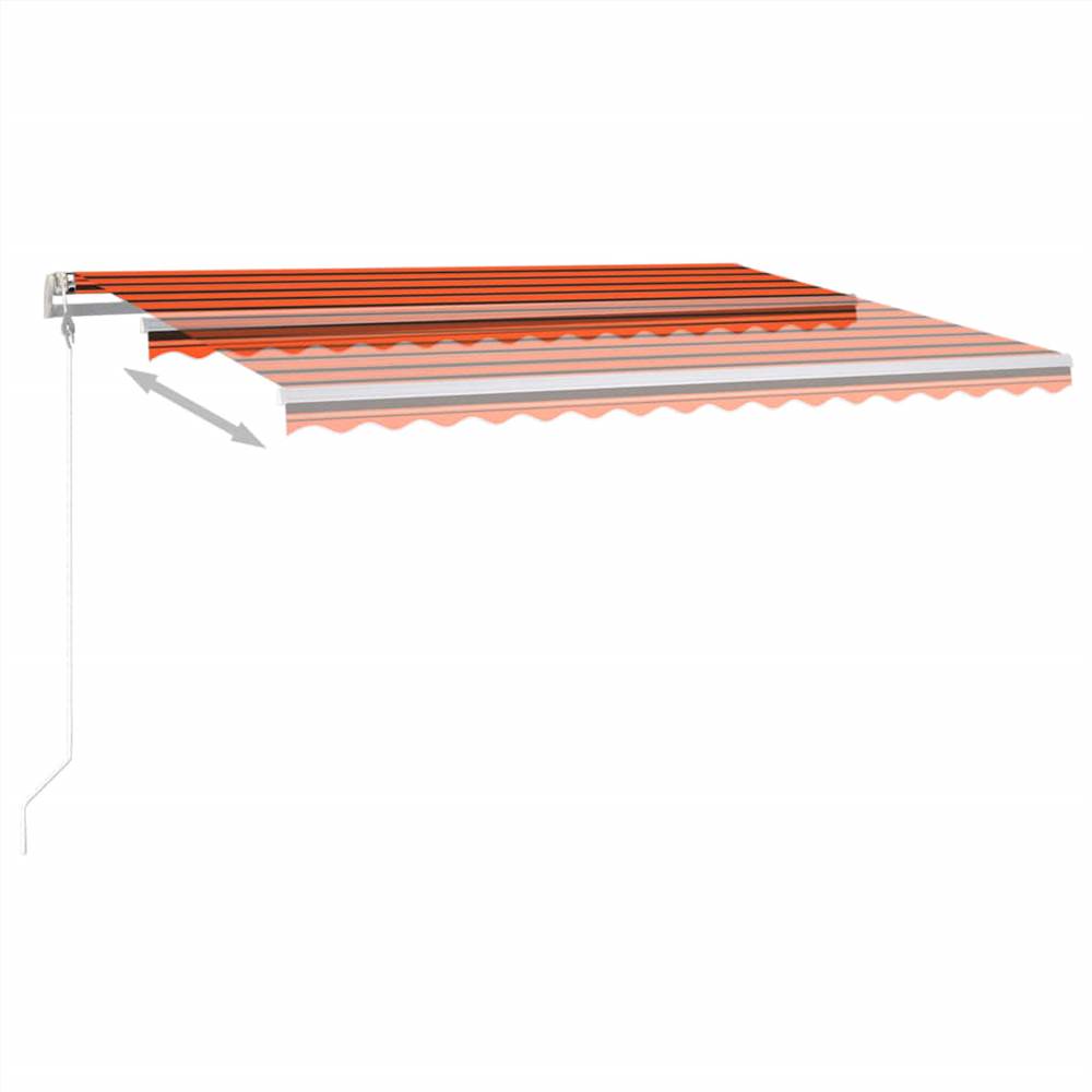 Manual Retractable Awning with LED 4.5x3 m Orange and Brown