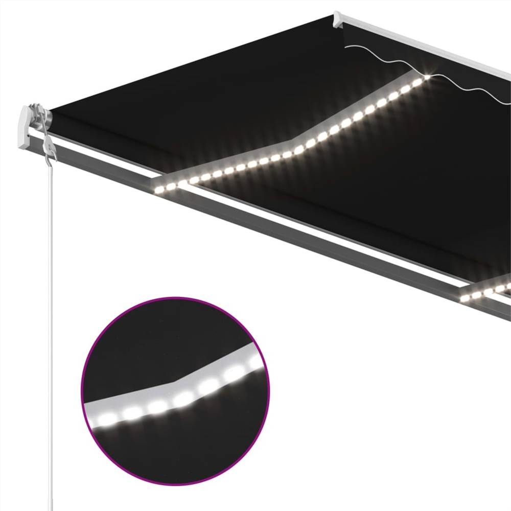Manual Retractable Awning with LED 4x3.5 m Anthracite
