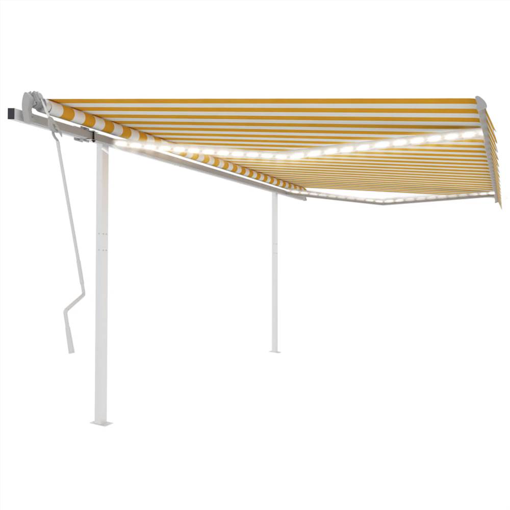 

Manual Retractable Awning with LED 4x3.5 m Yellow and White