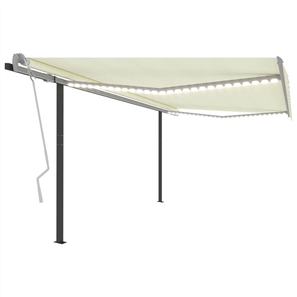 

Manual Retractable Awning with LED 4x3 m Cream