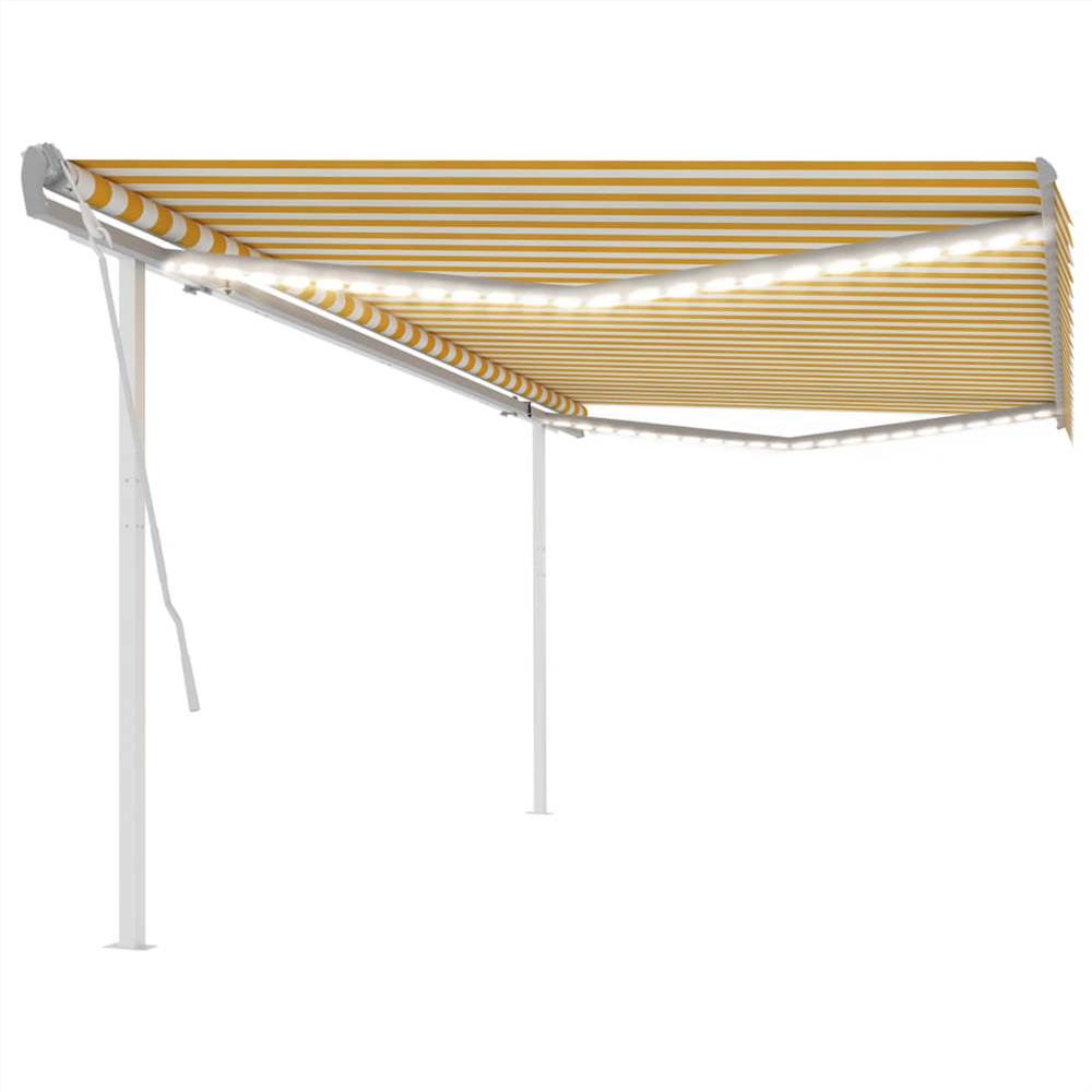 

Manual Retractable Awning with LED 5x3.5 m Yellow and White