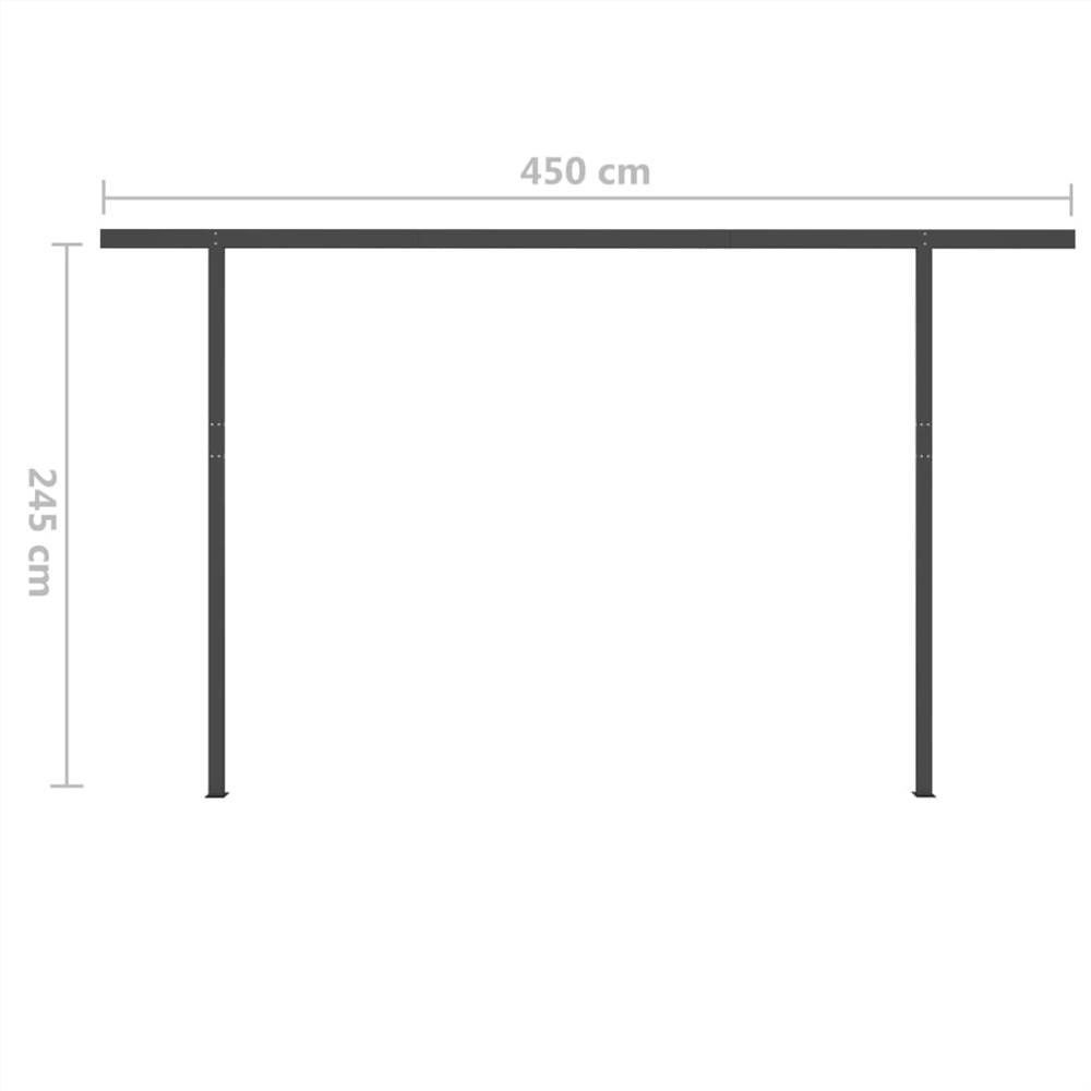 Manual Retractable Awning with LED 5x3 m Blue and White