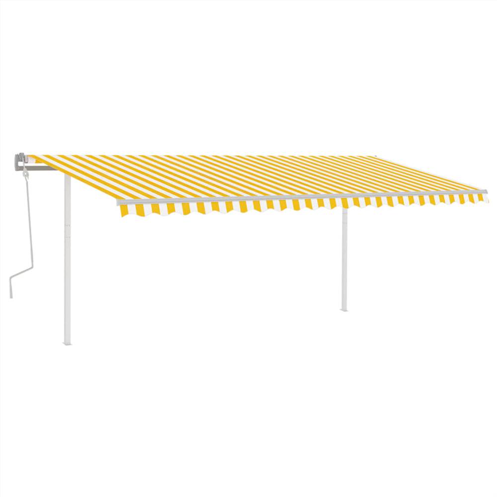 Manual Retractable Awning with LED 5x3 m Yellow and White