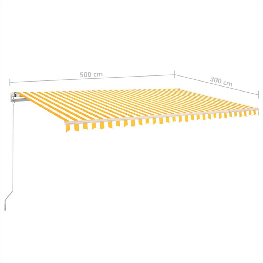 Manual Retractable Awning with LED 5x3 m Yellow and White