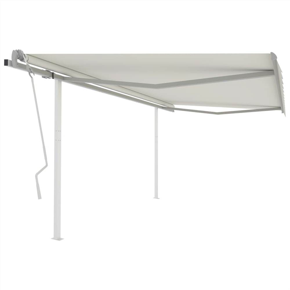 Manual Retractable Awning with Posts 4.5x3.5 m Cream