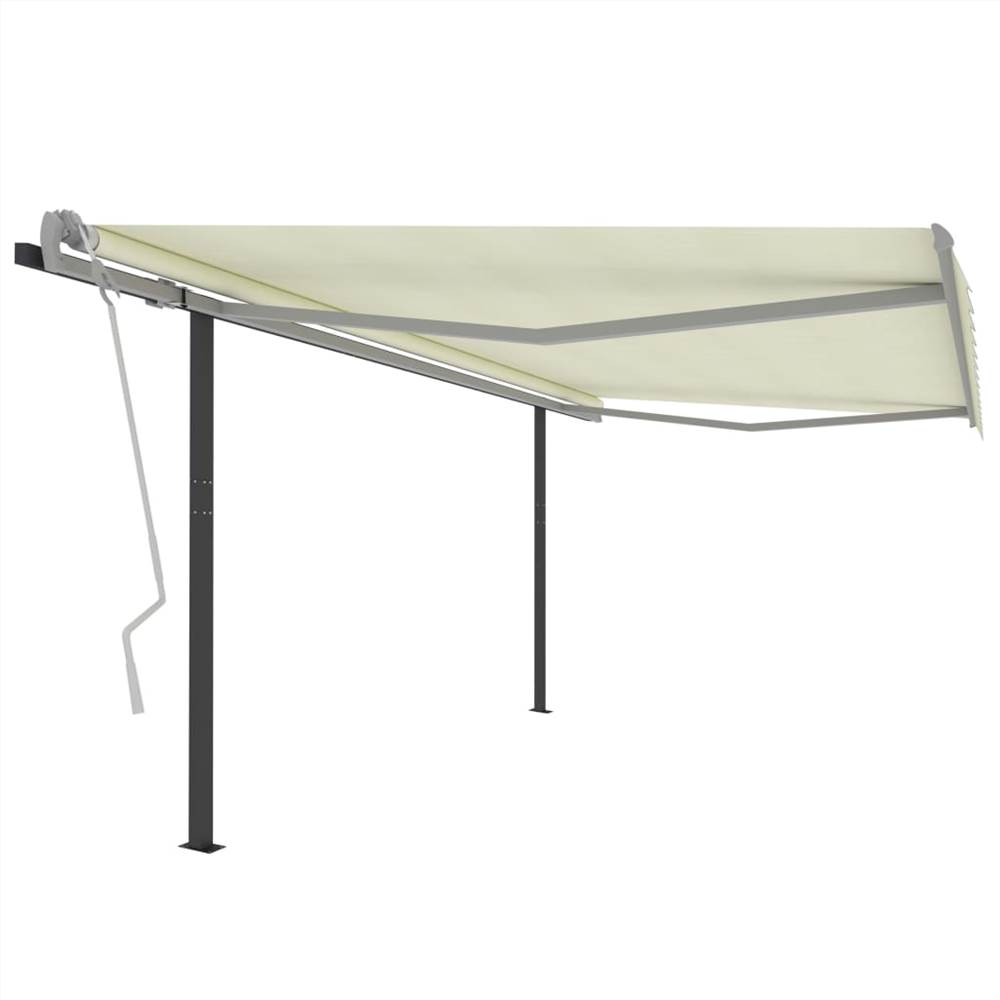 Manual Retractable Awning with Posts 4x3.5 m Cream