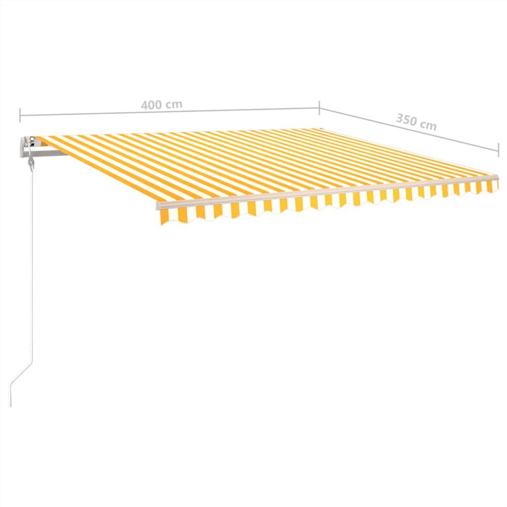 Manual Retractable Awning with Posts 4x3.5 m Yellow and White