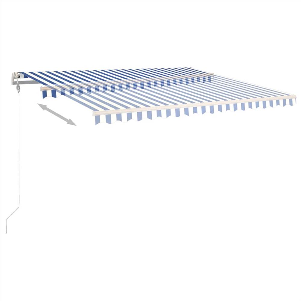 Manual Retractable Awning with Posts 4x3 m Blue and White