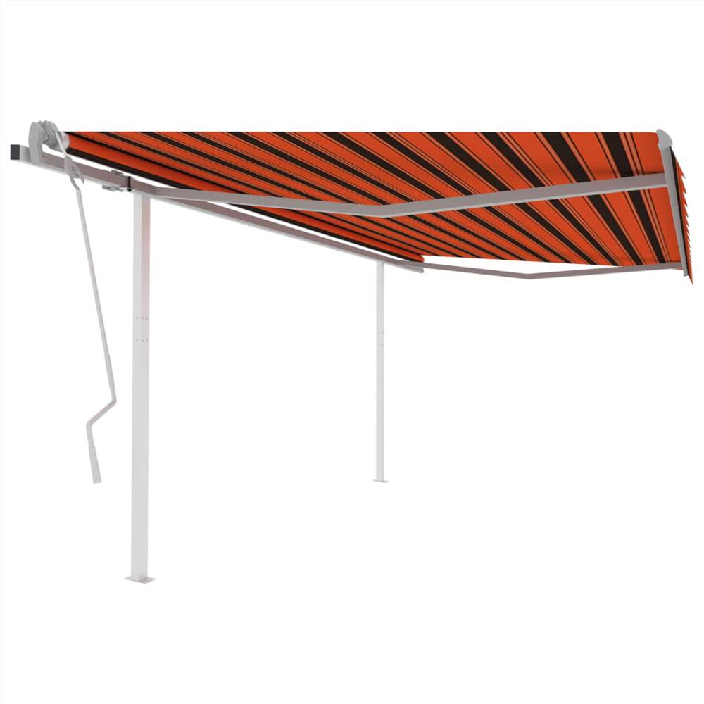 

Manual Retractable Awning with Posts 4x3 m Orange and Brown