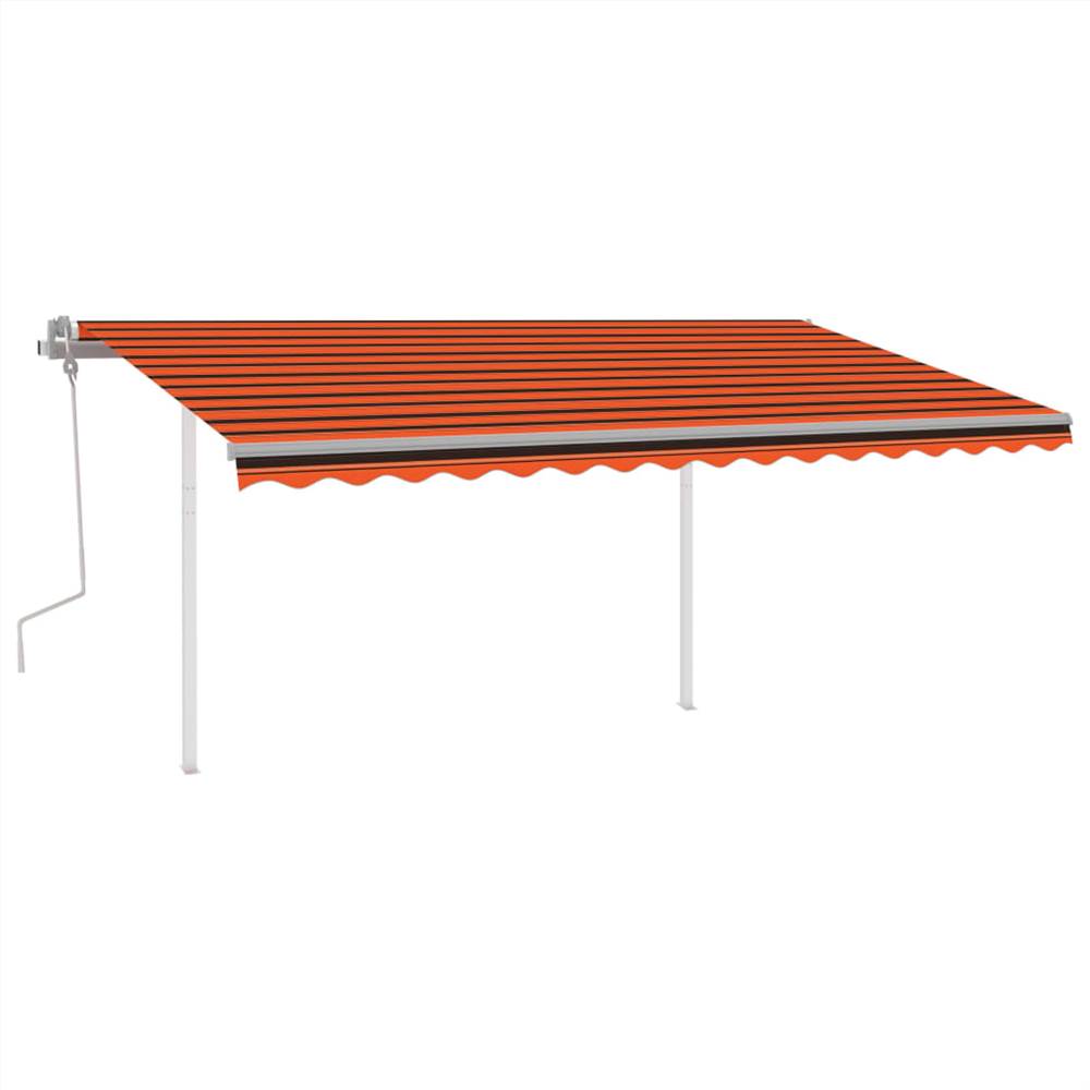 Manual Retractable Awning with Posts 4x3 m Orange and Brown
