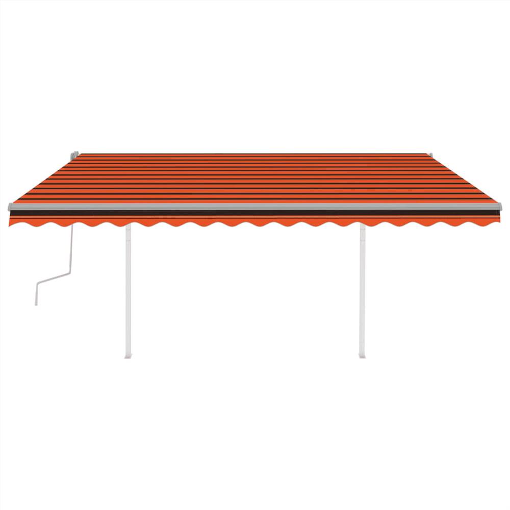 Manual Retractable Awning with Posts 4x3 m Orange and Brown