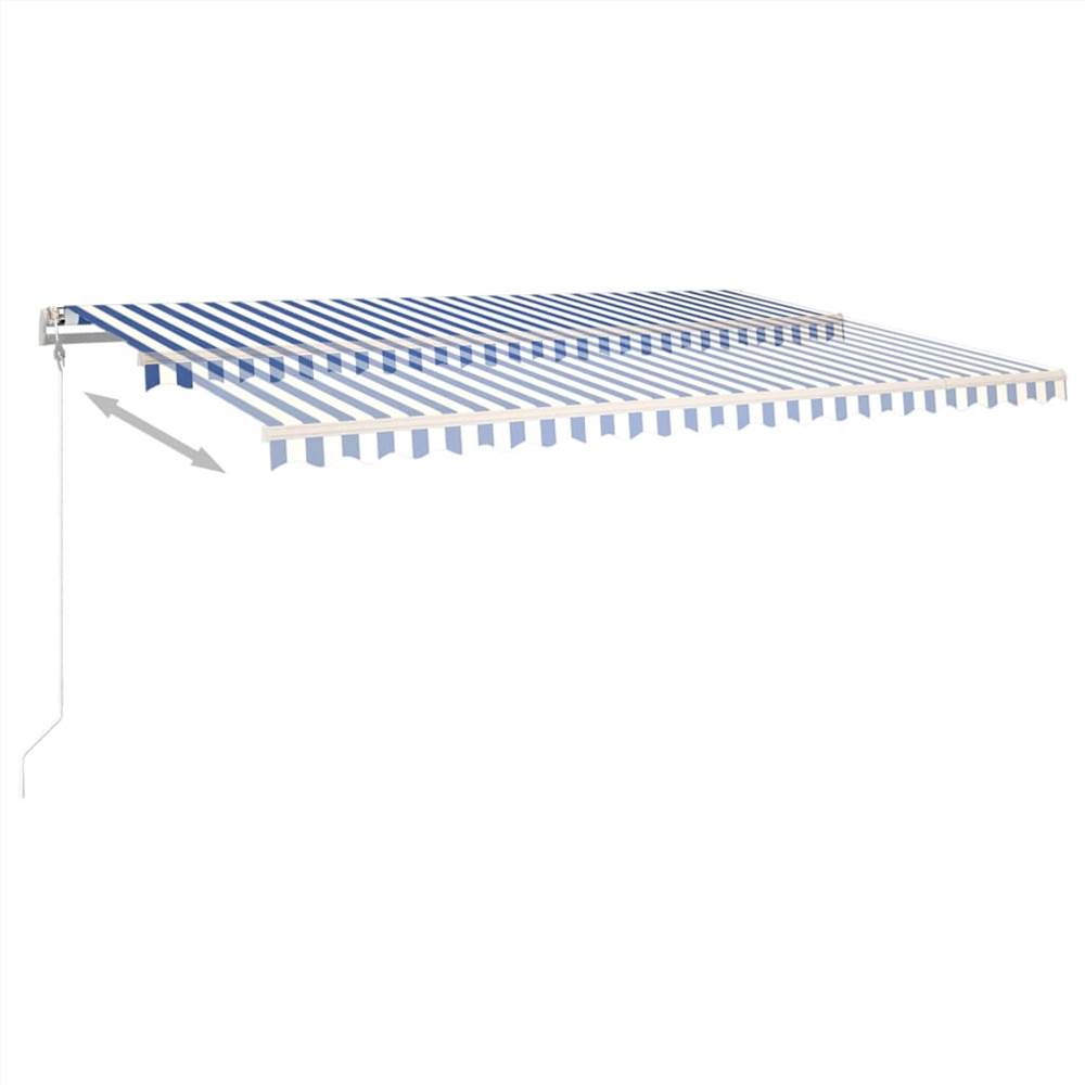 Manual Retractable Awning with Posts 5x3.5 m Blue and White